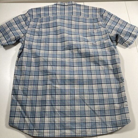 LL Bean Sport Shirt LT Tall Blue Plaid Comfort‎ Stretch Oxford Traditional Fit - Picture 5 of 8